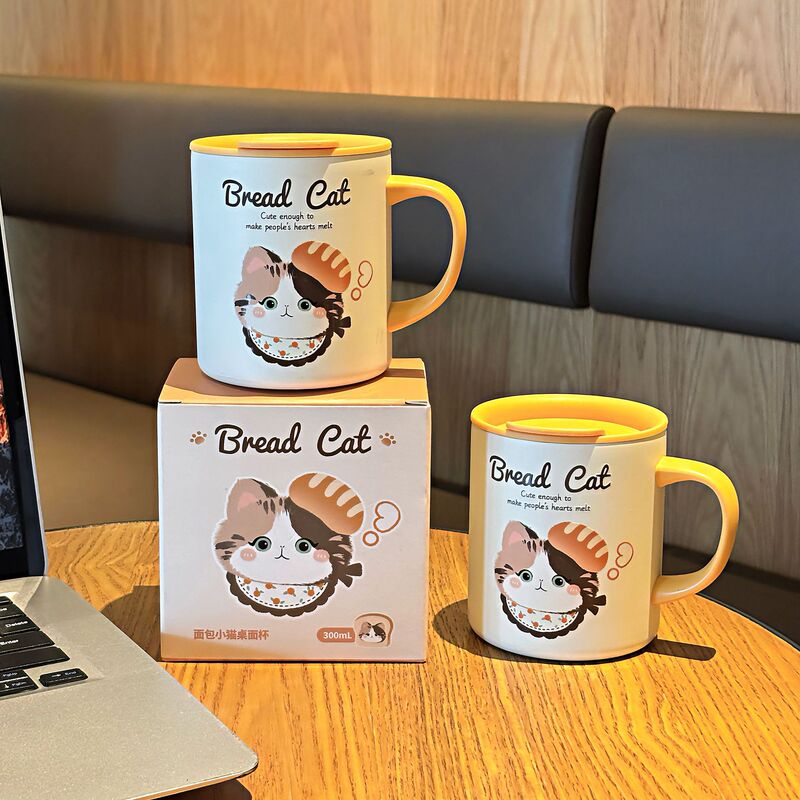 2025咖啡杯高颜值卡通面包小猫保温杯316不锈钢便携直饮杯口水杯|undefined
