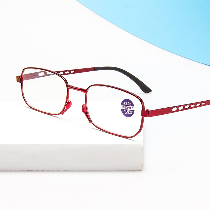 2022 nuevas gafas de teléfono móvil anti-marco de metal ligero azul soporte portátil gafas de lectura exquisitas de las mujeres gafas de lectura al por mayor