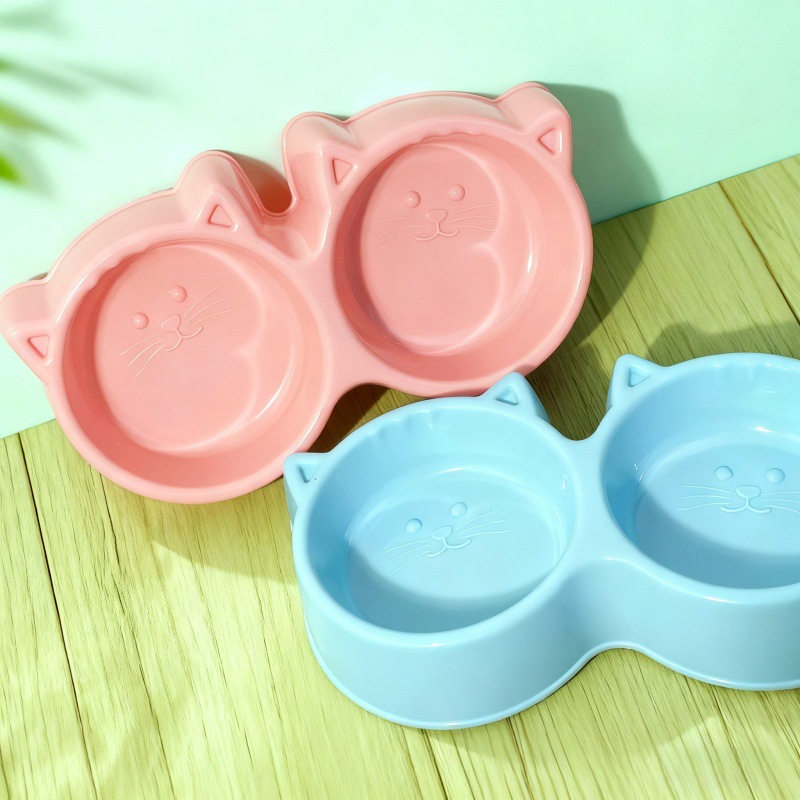 Tacos de mascotas macaron cara de gato doble tazón dos en uno para perros tazón para perros general anti-derribar comida para mascotas tazón para gatos