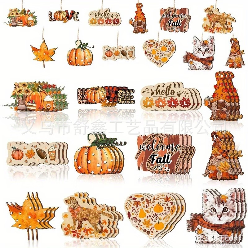 Thanksgiving Tree Decorations, Autumn Wooden Hanging Ornaments, Pumpkin Gnome Maple Leaf Decorations, Autumn Harvest Party Favors