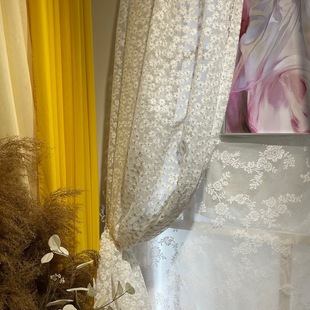 Embroidery Nordic Fresh Flower Full Embroidery Breathable Window Mantle Gauze Fabric Transparent Breathable Fabric Daisy Yarn