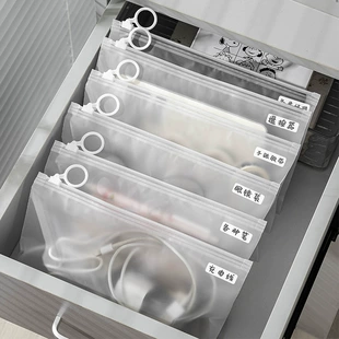 Matte Waterproof Transparent Storage Bag, Zipper Pull-Tab, Handheld Travel Organizer