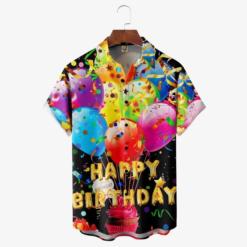 7-5-2023 Creative 3D Digital Printing Moisture Wicking Trendy Loose Short-Sleeved Shirt Men's Top E306