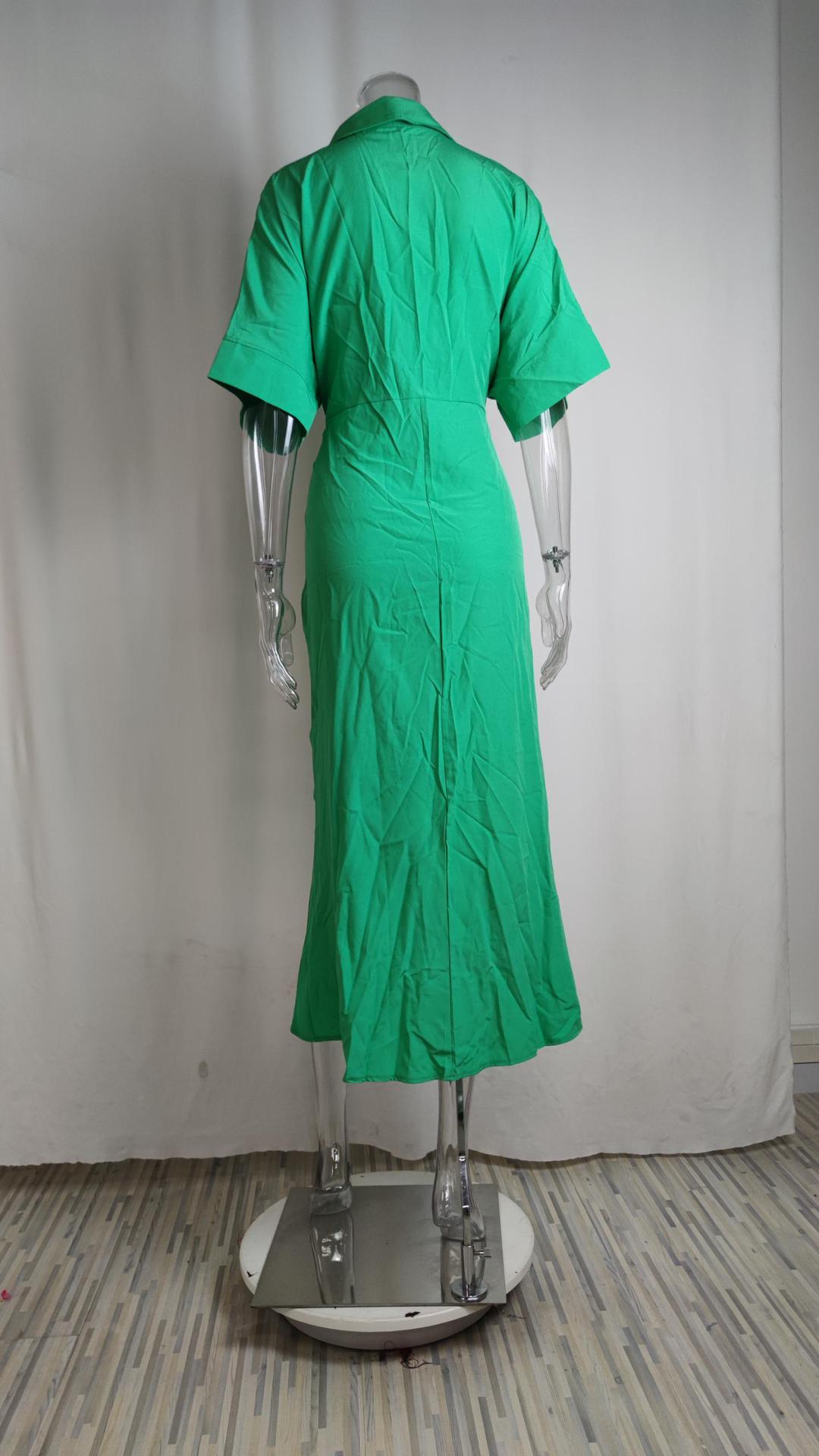 210g Weight Midi Dress Dress Length Type Short Sleeve Sleeve Length Sheath Dress Dresses Type Regular Sleeve Sleeve Type Polyester Fabric Type High Waist Waist Line Holiday, Daily Occasion V Neck Neckline Regular Fit Fit Type Solid Color Pattern Summer Season Women's Gender Button Design Elegant Style Wholesale Women's Elegant Button Solid Color Holiday Daily V Neck Short Sleeve Sheath Dress 15