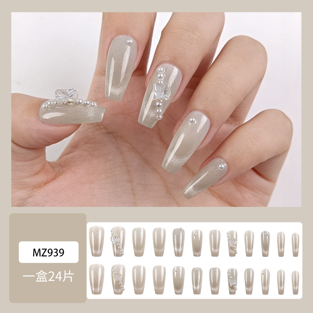 Luz suave y refrescante para usar uñas de perla de ojo de gato parche de manicura de moda de una atmósfera suave manicura falsa