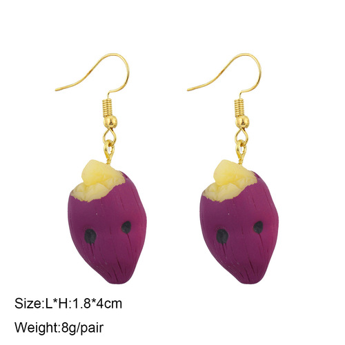 Japanese and Korean creative simulation food toy sausage popcorn cake sweet potato earrings cross-border personality interesting earrings for women