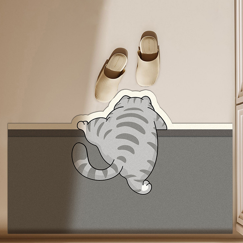 Antislipmat voor de badkamer met diatomeeënaarde, geschikt voor toilet en wastafel. Duurzaam, gemakkelijk schoon te maken en waterabsorberend. Schattig cartoonfiguur._voghion.com