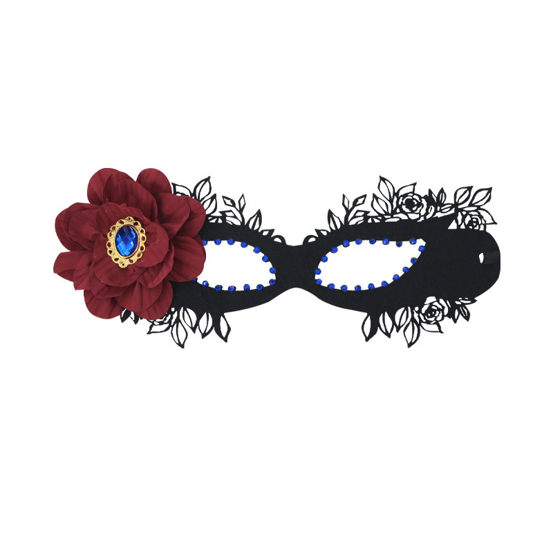 Halloween nueva máscara de diamante de flores negras accesorios femeninos máscaras de baile de baile disfraz de emoción sexy máscara de ojos