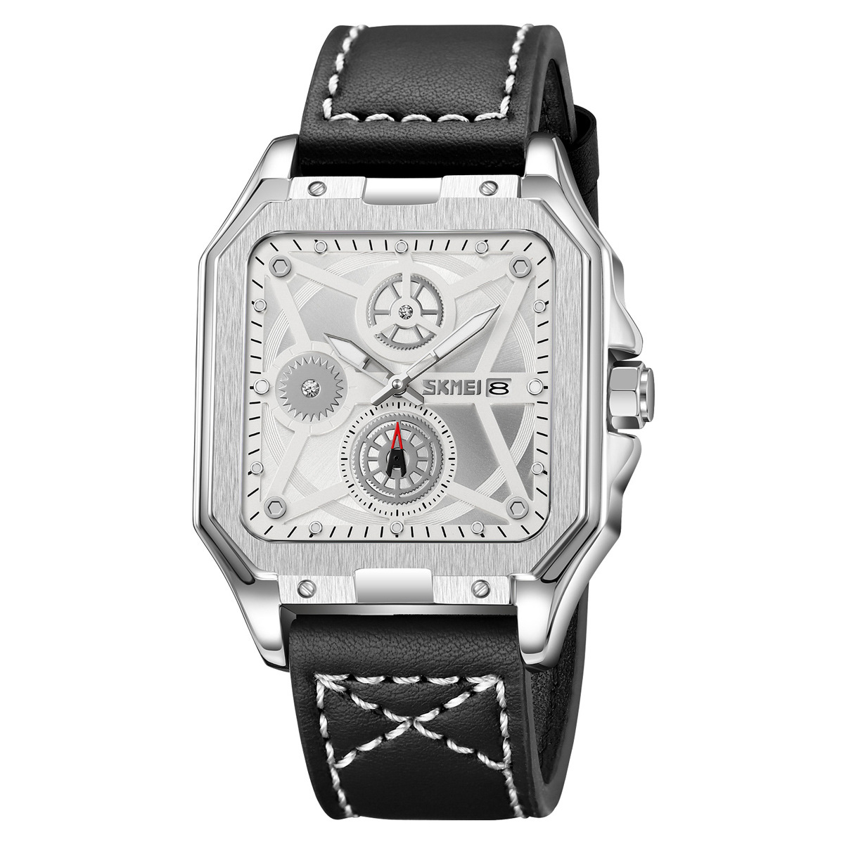 Momento Meiyuan fábrica de reloj de pulsera de engranaje cuadrado para hombres correa retro impermeable relojes de cuarzo transfronterizos en stock