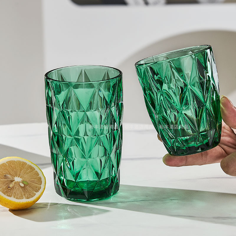 Nordic glass household creative color primary color water Cup suit juice milk diamond pattern cup hotel mouthwash Cup Nordic glass household creative color primary color water Cup suit juice milk diamond pattern cup hotel mouthwash Cup