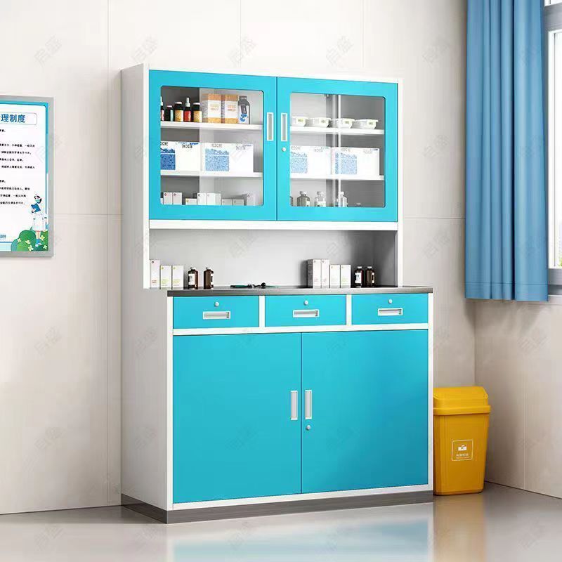 Steel Western Medicine Cabinet Clinic Stainless Steel Thickened Sterile Cabinet Medical Pharmacy Health Room Multi-Layer Dispensing Table Treatment Table