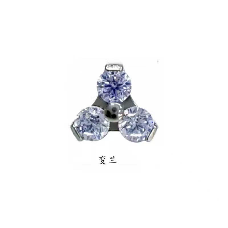 F136 Titanium Alloy Clover Zircon Earrings G23 Titanium New Multi-Color Ear Hole Maintenance Earrings Jewelry Head detail image 16