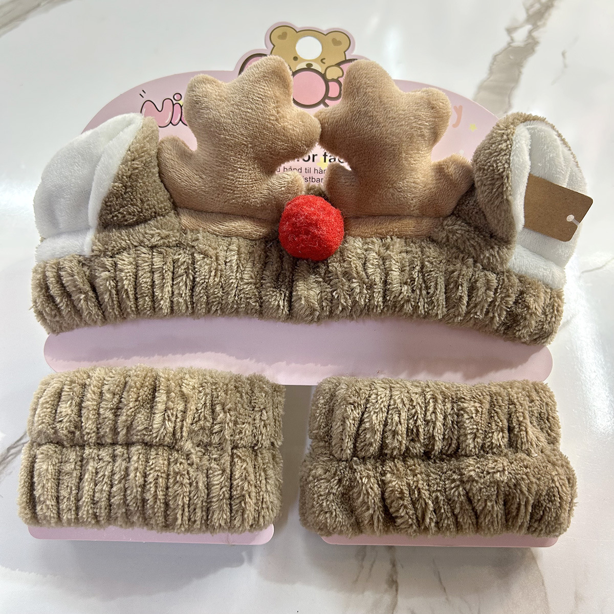 Banda de cabello de moda con tarjeta de papel dulce decoración de animales pequeños de peluche de lavado banda de cabello de dibujos animados correa de muñeca tridimensional