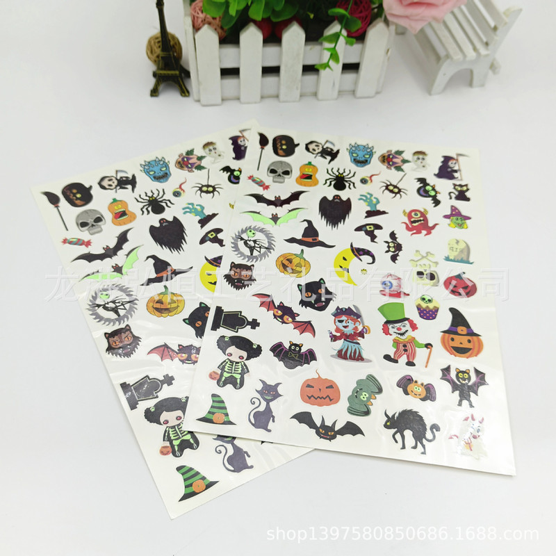 Supply Halloween luminous plus color printing tattoo stickers Carnival Night children's holiday temporary tattoo stickers t
