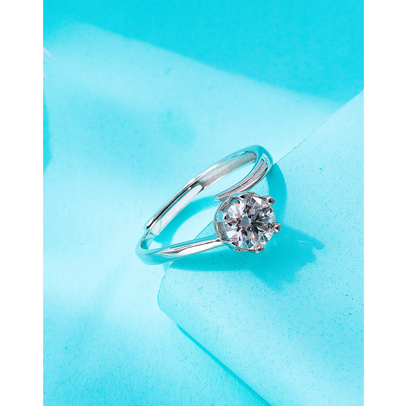 S925 plata esterlina D-color moissanite diamante anillo 1 quilate copo de nieve anillo pareja boda propuesta regalo de cumpleaños para la novia