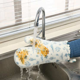 亚马逊热卖硅胶手套 耐热300度烤箱耐高温手套 微波炉手套