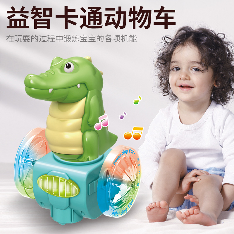 Para niños eléctrico universal dinosaurio equilibrio coche colorido música luz Tyrannosaurus modelo animal de dibujos animados coche de juguete