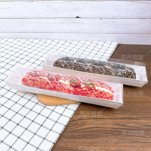 Rectangular strawberry baking packaging box Oreo magic wand blister box long puff sushi cake roll packaging