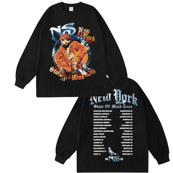 Nasirnas East Coast Rap Nasty Nas Hip Hop Rap Street Suelta Impresión T-Shirt Tops de mangas cortas