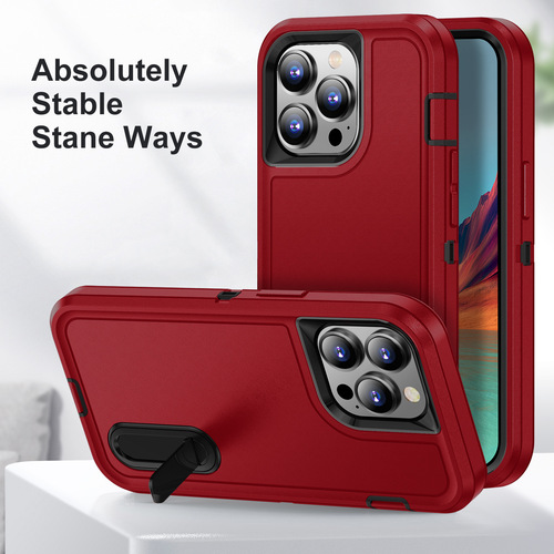 Cross-border applicable iPhone 15 Pro Max case defender three-in-one Apple 11 with stand XR protective cover