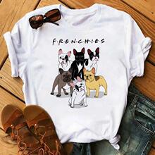Maycaur French Bulldog Funny Cartoon T Shirt Women Harajuku