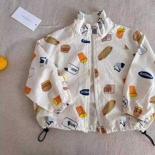 Children's Sun Protection Clothing for Men 2025 Summer New Style Kidsren's All-Print Jacket Breathable Baby Letter Sun Protection Clothing for Women Thin Style