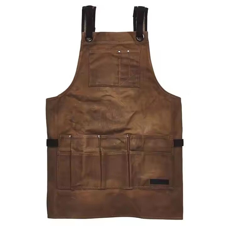 Customized Heat Resistant Flame Retardant Heavy Duty Work Apron Multi Pockets Leather Welding Apron