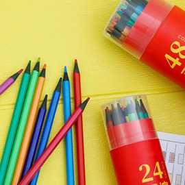 可擦48色彩色铅笔36色彩铅24色六角杆小学生绘画涂鸦笔12色
