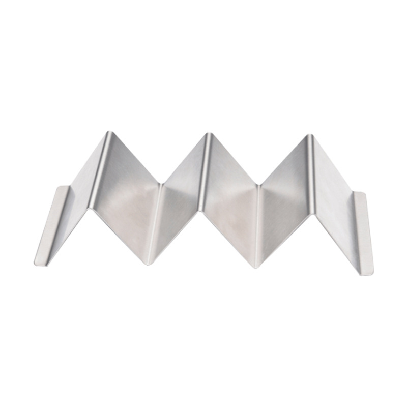 Soporte de acero inoxidable tipo W para tacos, burritos y panqueques, en stock