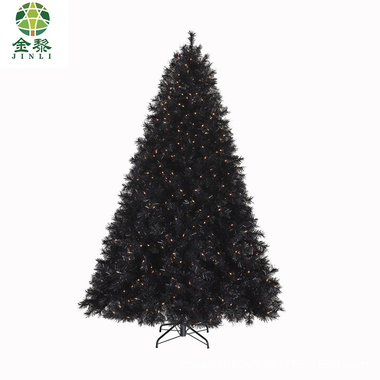 2021 New 2.1-meter black PVC Christmas tree LED light Christmas tree Christmas decoration supplies for hotels and shopping malls detail image 1