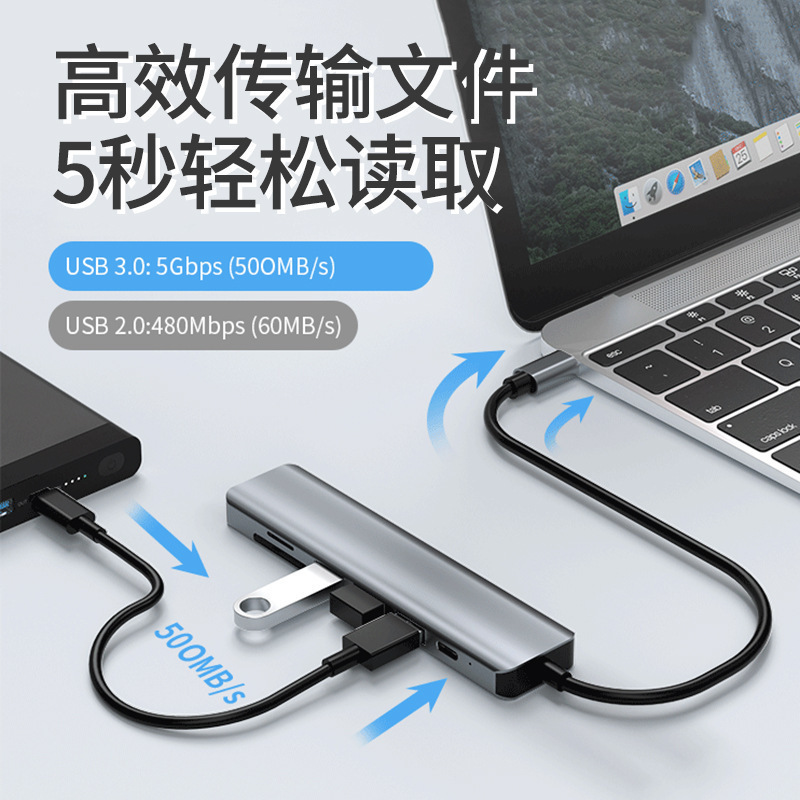 クロスボーダー Type-c7-in-1 ドッキング ステーション HDMI ラップトップ USB スプリッター アルミニウム合金ハブ コンバーター|undefined