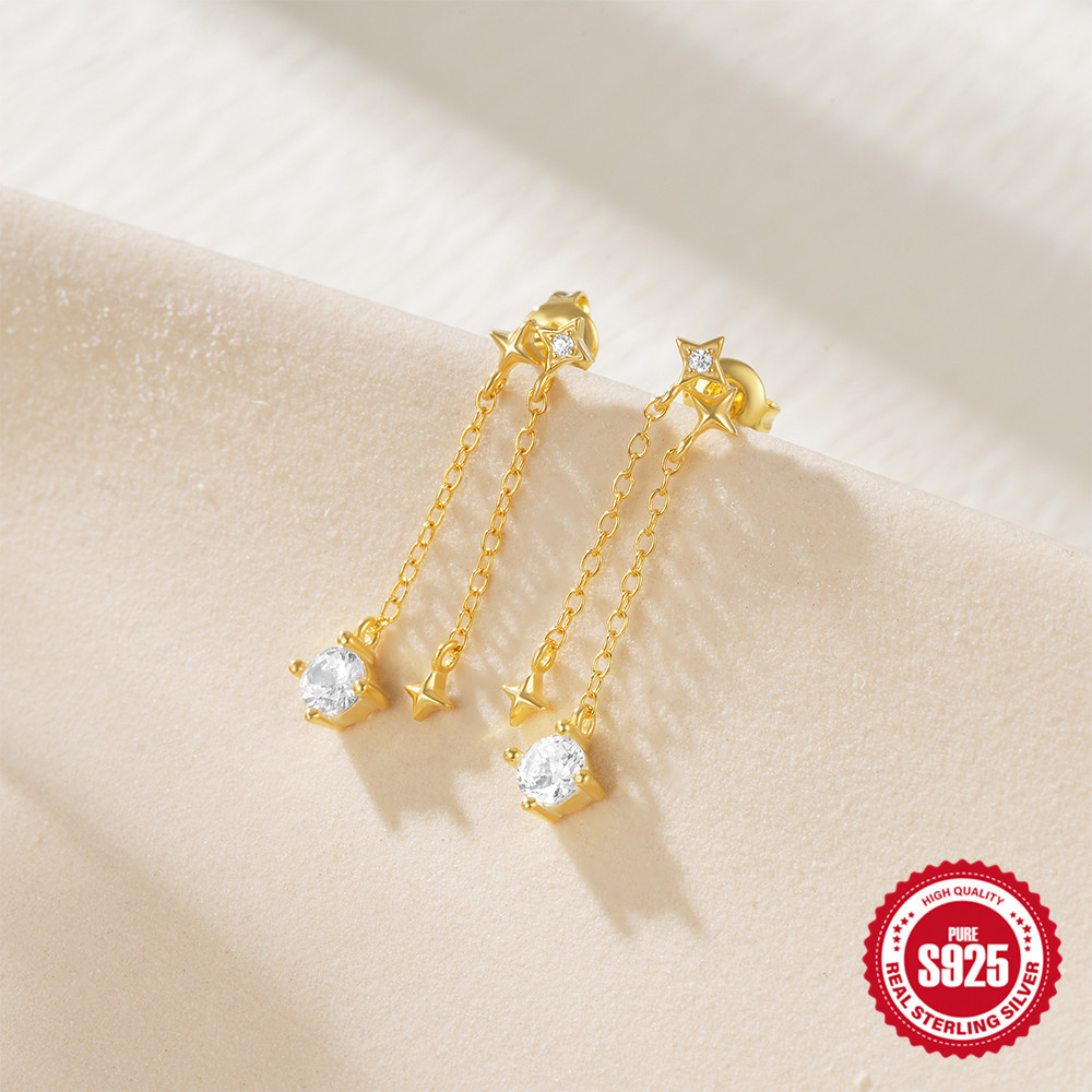 1g Weight 925 Sterling Silver Ear Needle Material 18K Gold Plated Plating Material Drop Earrings Classification 1 Pair Quantity Date, Tea Party Occasion 925 Sterling Silver Material Geometric Pattern All Seasons Season Women's Gender Elegant, Sweet Style 1 Pair 18K Gold Plated 925 Sterling Silver 925 Sterling Silver Earrings Geometric Drop Earrings 27