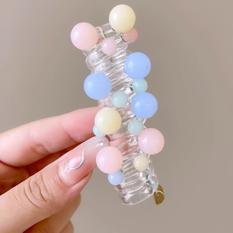 2025 nueva plata brillante cinza plateada cinta de tejido arco perlas línea telefónica anillo de cabello de mujer burbuja trenza cabello de cabello