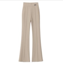 外贸女裤  外穿松紧腰弹力高腰百搭休闲微喇裤女时尚垂感喇叭裤