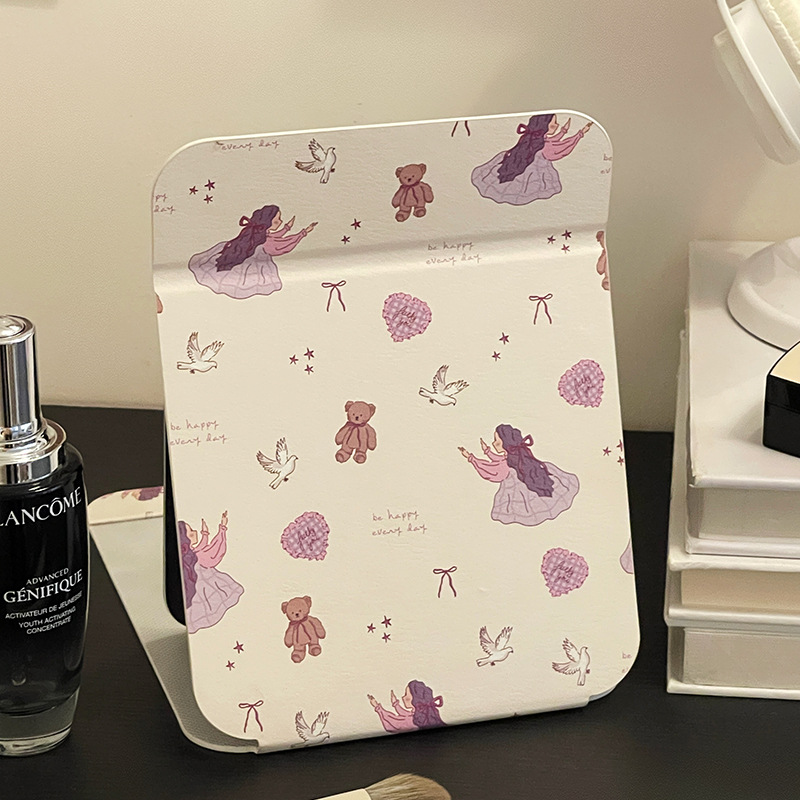 Espejo pequeño para niños Espejo de maquillaje Espejo plegable de escritorio Espejo encantador Espejo portátil Espejo de mano Espejo de dormitorio Espejo de vestuario