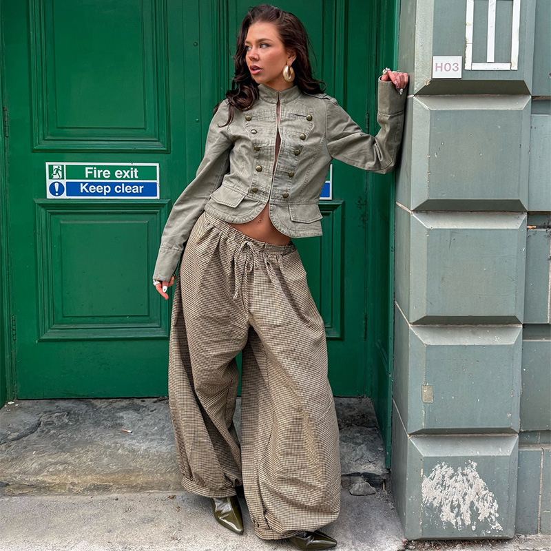 Cross-border women's clothing, best-selling in Europe and America, AliExpress American retro exquisite versatile military-style stand-collar slim-fit short jacket Cross-border women's clothing, best-selling in Europe and America, AliExpress American retro exquisite versatile military-style stand-collar slim-fit short jacket