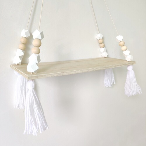 INS Nordic style macaron octagonal beads tassel storage rack wall hanging e children's room creative home storage plywood