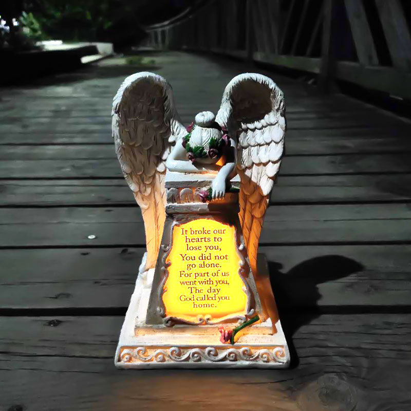 Lámpara solar decoración Ángel lámpara hogar al aire libre Ping creativo decoración resina paisaje escultura regalo