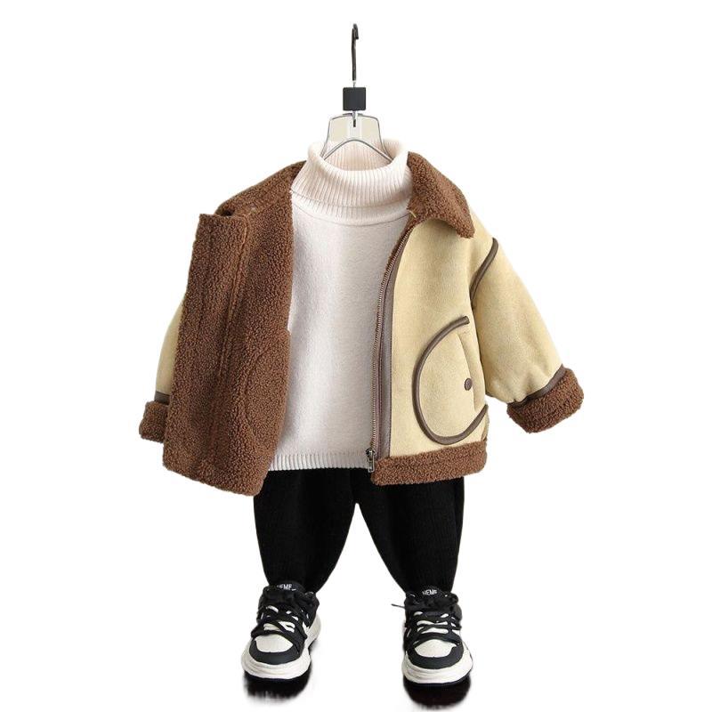 소년 양털 코트 가을과 겨울 2024 새로운  겨울 모피 한 겨울 코트 어린이 두꺼운