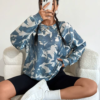 预售92193#亚马逊跨境女装欧美INS 潮流休闲百搭扎染卫衣