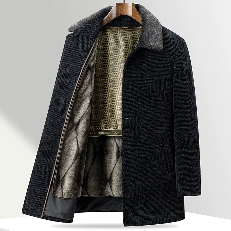 Demi-season long warm woolen coat for boys, liner, down jacket