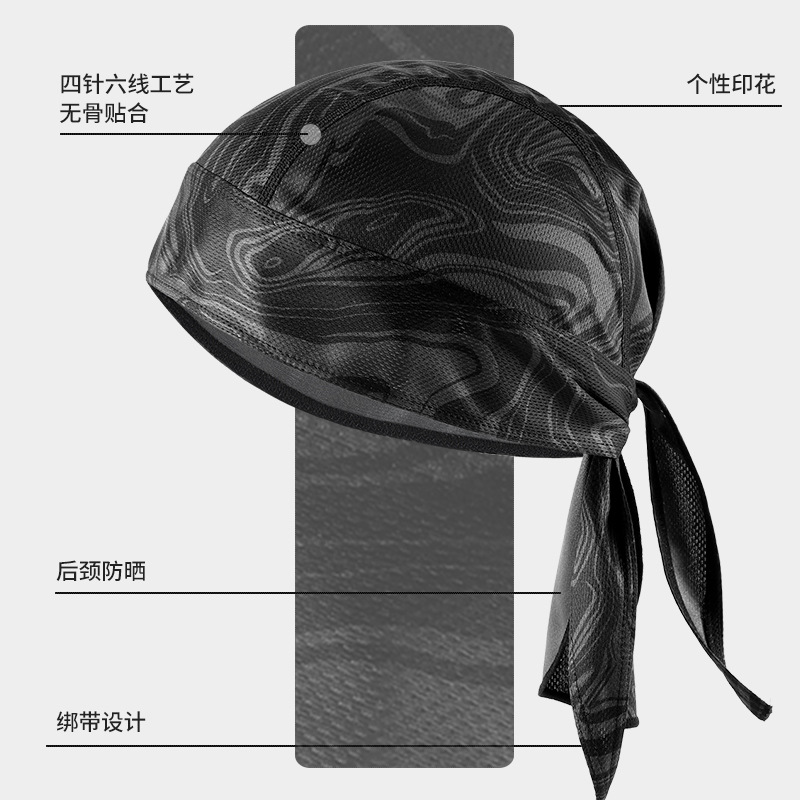 New Cross-Border Pirate Turban Hat Thin Breathable Outdoor Cycling Motorcycle Baotou Hat Sweat-Absorbent Quick-Drying Hat Men's Style