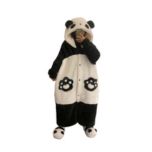 2024新款冬舒棉绒卡通动物浴袍背带口袋熊猫睡袍女动漫家居服袍子