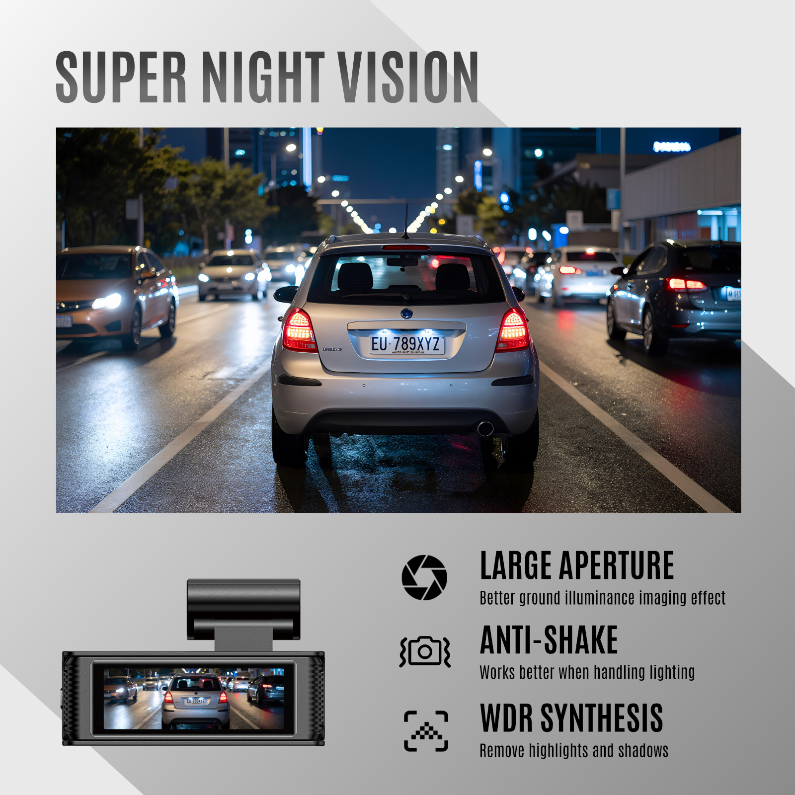 New model dashcam, exclusively for Amazon and Mercado, featuring 4K high-definition front and rear recording, GPS, and high-definition factory quality
