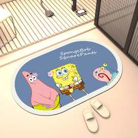 海绵宝宝卡通地垫卫生间浴室吸水防滑脚垫厕所门口速干硅藻泥地垫
