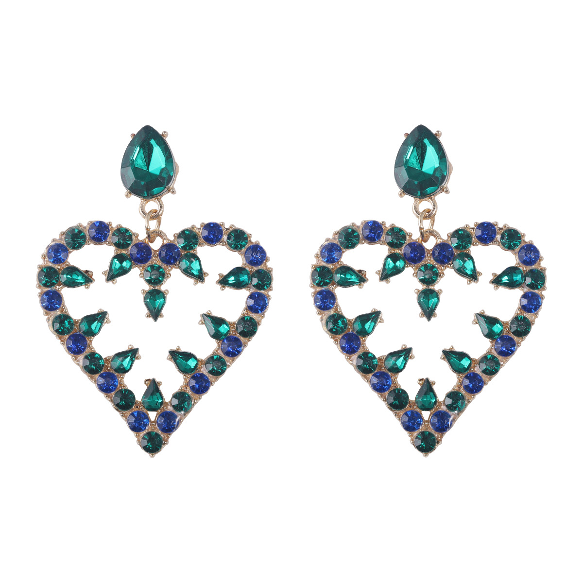 Fashion Heart Shape Alloy Inlay Rhinestones Earrings 1 Pair display picture 17