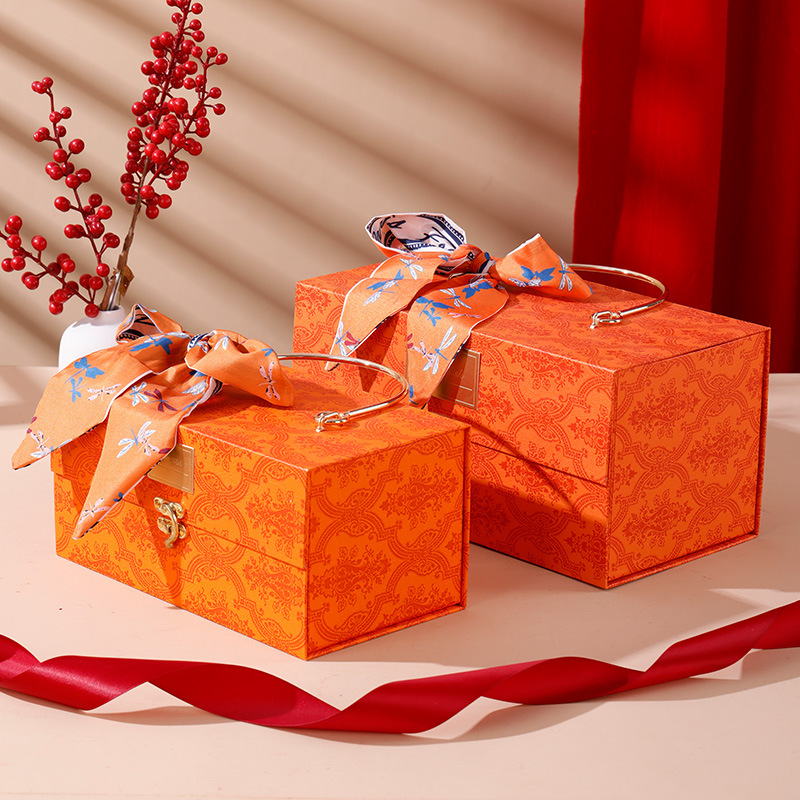 상자 유형: 오렌지 새해 금속 휴대용 상자 스몰 사이즈 [25*14*12.5cm]; 사양: 새해 뜨거운