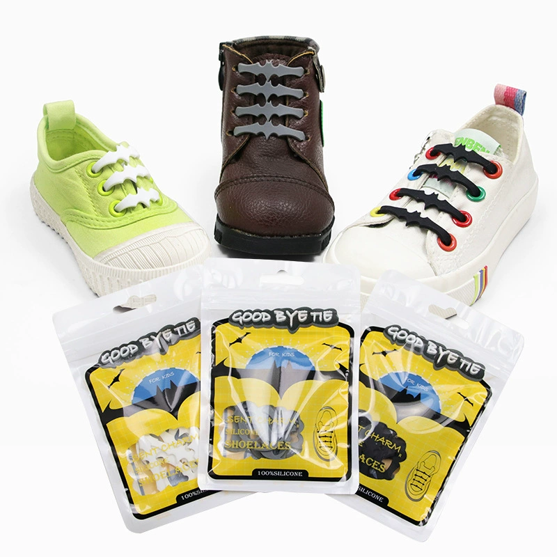 Оптовые детские шнурки с защитой от спотыкания, свободное завязывание, эластичная мышь, силиконовые ленивые шнурки, детские силиконовые шнурки
