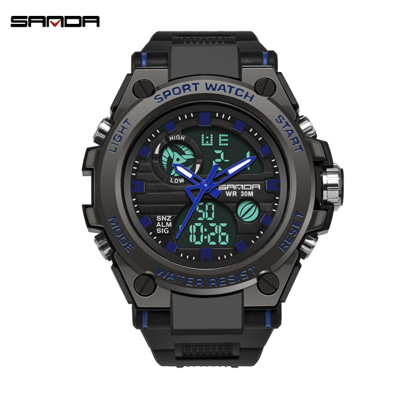 SANDA 739 reloj de hombre de moda versión inglesa estudiante tendencia de moda multifuncional digital impermeable reloj electrónico