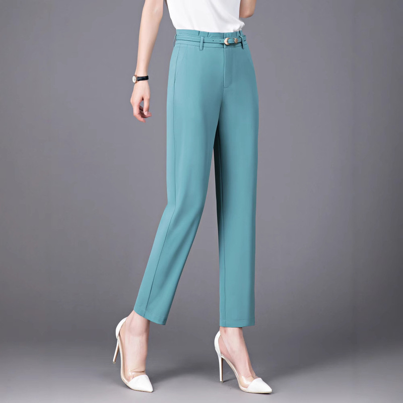 High-End Women's Luxury Cropped Pants Brand, High-Waisted Commuter Professional Silk Drape Casual Pants High-End Women's Luxury Cropped Pants Brand, High-Waisted Commuter Professional Silk Drape Casual Pants